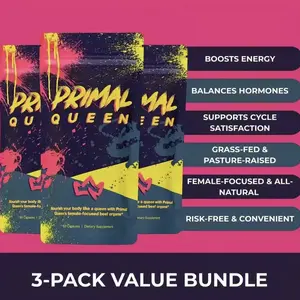 [3-Pack Bundle] Primal Queen Daily Wellness Supplement for Women - Grass-Fed, Natural Energy Support