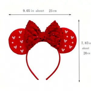 Minnie Mouse Colorful Pearl & Plush Bow Headband for Women, Holiday Decoration Hair Accessory - Suits, Clothing