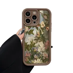 Phone Case for iPhone 16 Pro Max 17 15 Plus 14 13 12 11  Air XR XS Flower branches Shockproof Silicone TPU Bumper Drop Protection Soft Cover