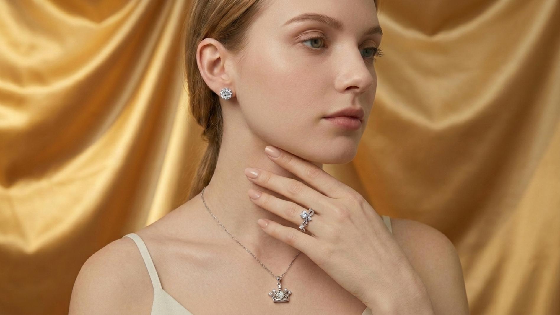 Women's 925 Sterling Silver Crown & Zircon 3-Piece Jewelry Set – Includes Sparkling Pendant Necklace, Adjustable Ring, and Crystal Stud Earrings; A Romantic Birthday or Anniversary Gift – Stylish, Versatile, and Exquisite Accessories for Women Women's 925 Sterling Silver Crown & Zircon 3-Piece Jewelry Set – Includes Sparkling Pendant Necklace, Adjustable Ring, and Crystal Stud Earrings; A Romantic Birthday or Anniversary Gift – Stylish, Versatile, and Exquisite Accessories for Women