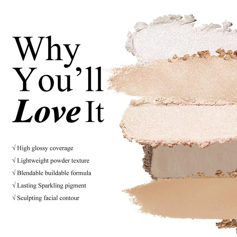 KYDA Face Highlighter Palette,High Glossy lluminator Palette, Narutal Finish,Pearl Shimmer Smooth Baked Powder,Sparkling Highlighter Glitter Silky KYDA Face Highlighter Palette,High Glossy lluminator Palette, Narutal Finish,Pearl Shimmer Smooth Baked Powder,Sparkling Highlighter Glitter Silky