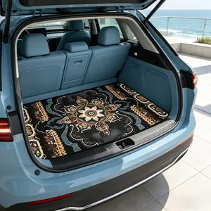 Retro Bohemian Pattern Car Trunk Mat, Vintage Boho Style Waterproof Anti-Slip Cargo Liner, All-Weather Durable Protector Pad, Universal Fit for SUV Sedan Truck, Anti-Scratch Easy to Clean Trunk Floor Mat