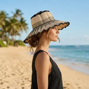 Women’s Foldable Straw Sun Hat, UPF 50+ Wide Brim Pleated Summer Beach Visor, Packable Roll-up Ponytail Hat for Travel