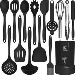 AOTHOD Silicone Cooking Utensils Set - 446°F Heat Resistant Kitchen Utensils,Turner Tongs,Spatula,Spoon,Brush,Whisk,Kitchen Utensil Gadgets Tools Set for Nonstick Cookware,Dishwasher Safe (BPA Free)
