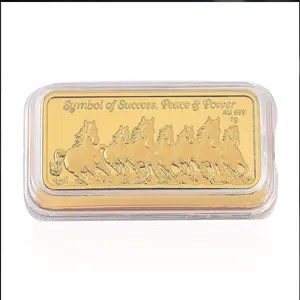 24K Gold Seven Horses of Fortune â€“ Symbol of Speed, Success & Prosperity, 3D Embossed Sheet 40x20 mm 1 g