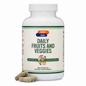 Fruits & Veggies Supplement 1500mg | Daily Blend of 49 Fruits & Vegetables | Vegan, Non-GMO, 180 Capsules