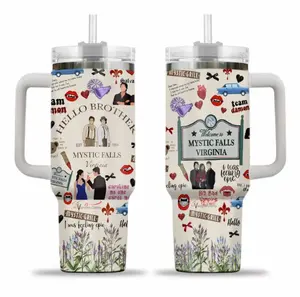 Vamppire Diaries Mystic Falls Tumbler 40oz, Hello Brother TV Show Merch For Fans, Epic Printed Drinkware, Portable Car Cup Holder, Gift Idea For Fans | 020426.C00876.ID03