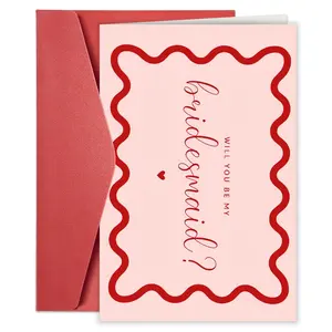1pc Funny Bridesmaid Card Suitable for Weddings, Birthdays, Easter, Valentine' Day & Mother' Day - Humorous Wedding Invitation, Bridesmaid Proposal Letter, Spring Gift for Best Friend or Sister, Greeting Card
