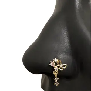 Statement Gold Pixie Butterfly Nose Stud Body Jewelry, Nose Piercing Jewelry, Nose Ring, L-Shape Nose Stud, 20 Gauge Nose Rings, Surgical Steel, Hypoallergenic