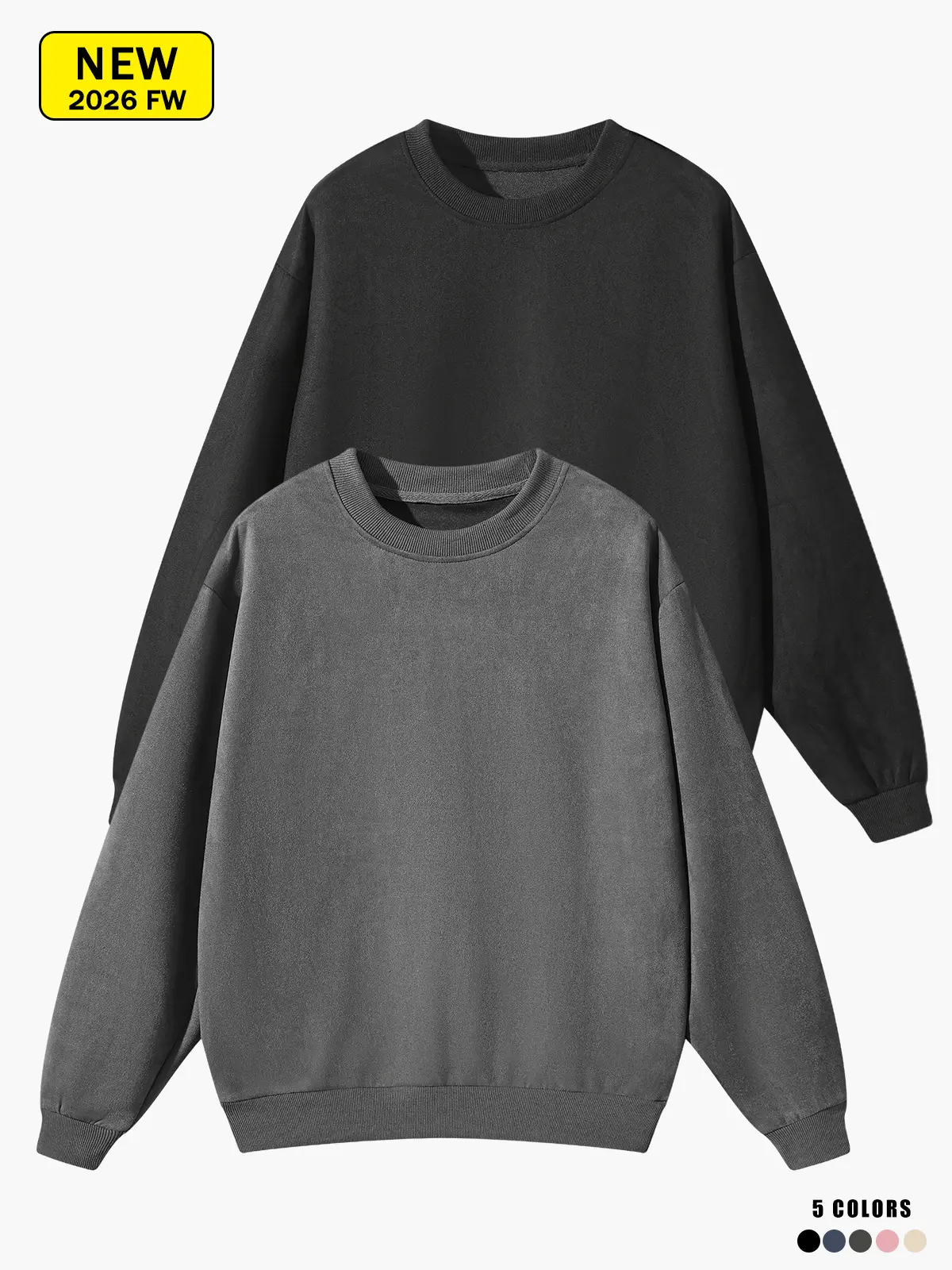 Men’s long-sleeve crewneck knit sweatshirt, loose and comfortable, warm and breathable base layer