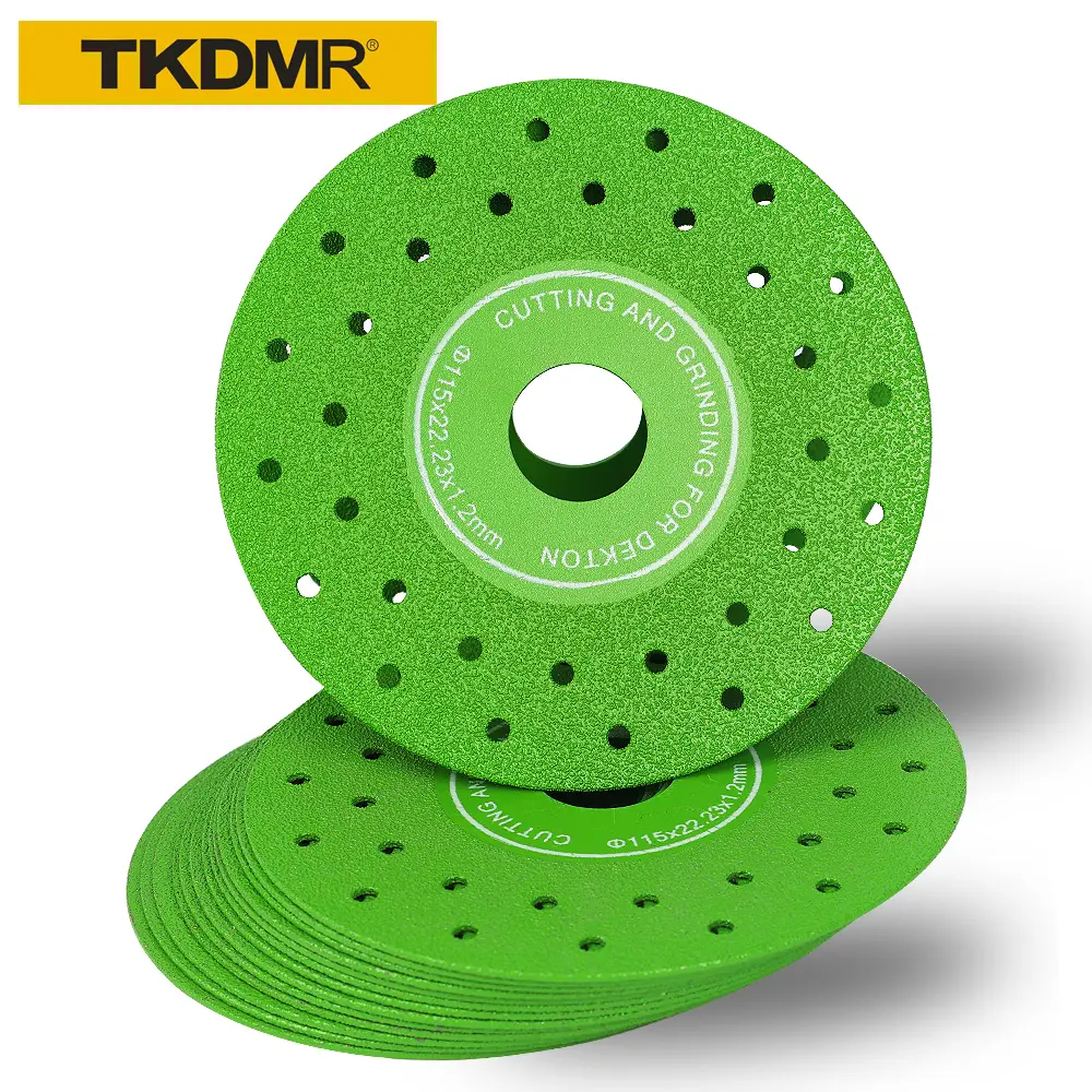 TKDMR 4.5" (115mm) Ultra-Thin Diamond Saw Blade Tool for Angle Grinder, 2-in-1 Cut & Grind Disc, 22.23mm Arbor, 10pcs Bulk Pack for Sintered Stone Porcelain Ceramic Tile Granite, Efficient Accuracy Chip-Free Cutting