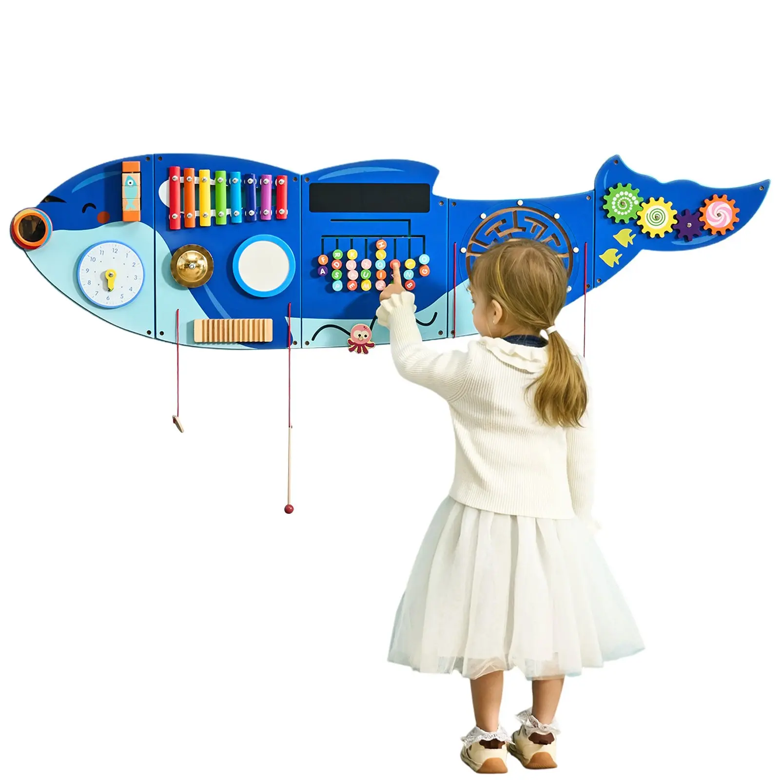 【DealsForYouDays】VEVOR Orca Activity Wall Busy Board Panels, 12 Activities, Montessori Sensory Wall Toy for Kids 3-12 Years, Montessori Learning Activity Center, Ideal for Toddler Playroom Nursery Classroom