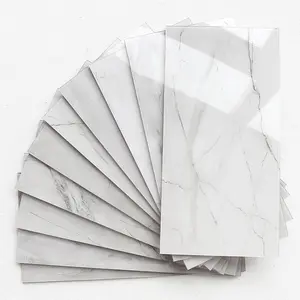 Peel and Stick Backsplash Large Bathroom Subway Tiles,Kitchen Shower Wall Stickers Waterproof(23Tiles) Gray White