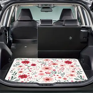 Fit Car Trunk Mat - Heavy-Duty Pink/Beige Floral Print Cargo Liner, Car Floor Mat, Durable All-Weather SUV Truck Bed of Pickup Van, Truck Floor Mats, Stylish Auto for GM Vehicles & Most Car Interior Accessory (No-Residue Installation)