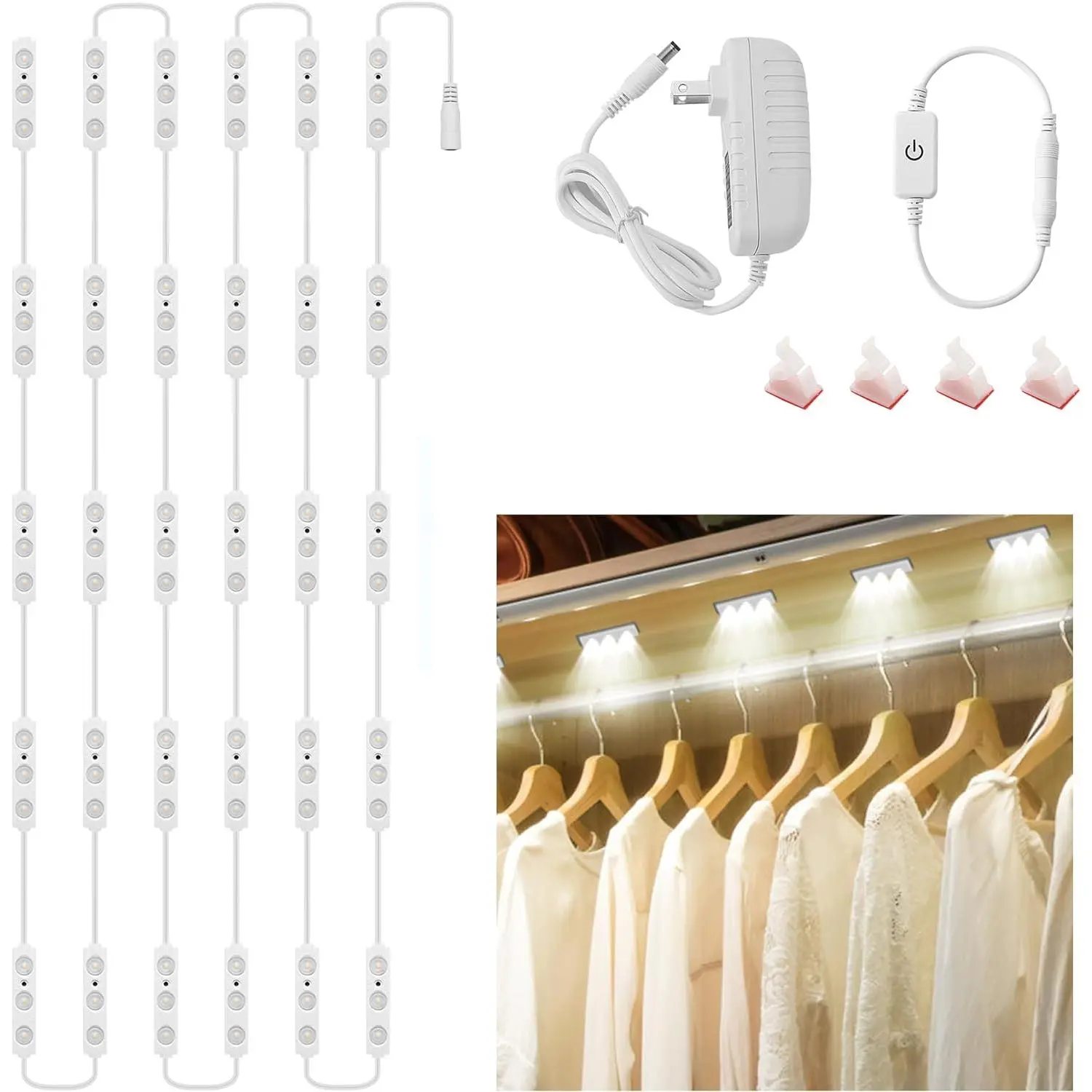 LPHUMEX 14ft Showcase Display Lights Kit, Jewelry Display Case Lighting with Dimmer Switch & Power Adapter, 90 LEDs Display Counters Lights