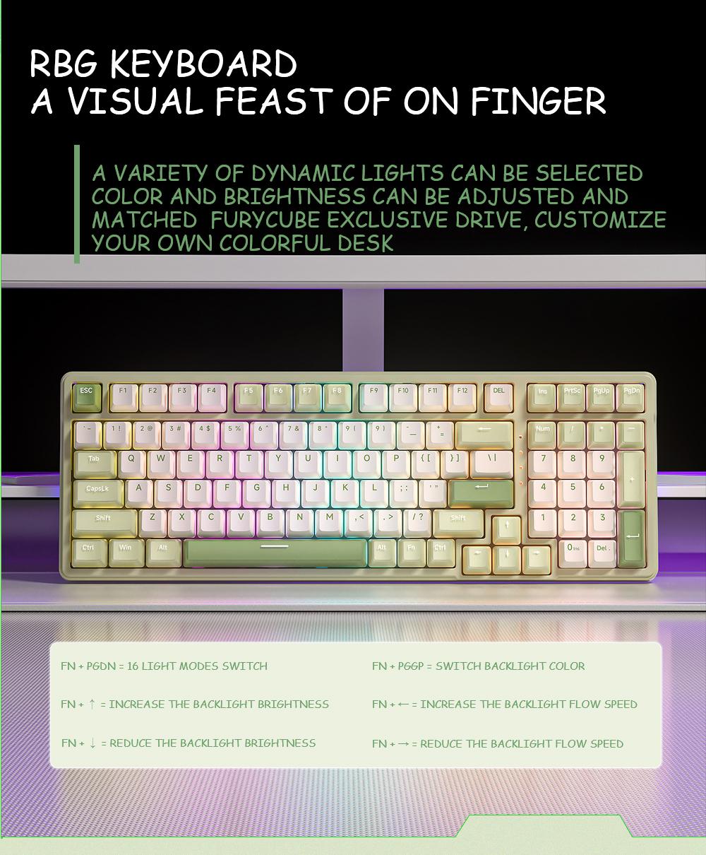 FURYCUBE K99 Pro Wireless Creamy Mechanical Keyboard  Bluetooth  2.4G Tri-Mode Side Engraved Gaming For Laptop Computer 99 Keys RGB PBT Keycaps 3/5 Pin Hot  key cappuller Custom RGB Mini Gaming Keyboard keyboard  Gifts