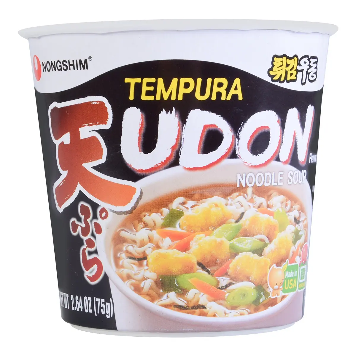 Nongshim Instant Tempura Udon Noodle Soup - Korean Style Ramen, 75g Cup