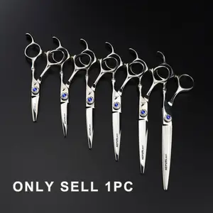High-End Stainless Steel Haircut Scissors, Ergonomic Right-Hand Design, Blue Gemstone Handle, Available Sizes 4.5/5.0/5.5/6.0/6.5/7.0 Inches, Hair Styling Tools, Hair Salon Equipment