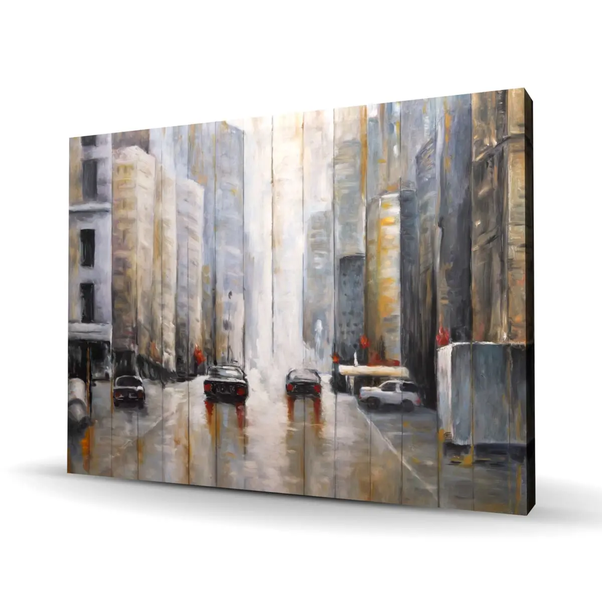 Begin Home Decor C1RC3648B4YCG3 36 x 48 in. Cars in the Morning Rain - Street Scenery Bedroom Canvas
