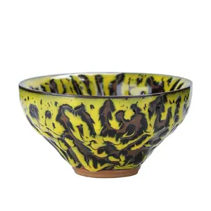 Intangible Cultural Heritage Handmade Jianzhan, 4 Divine Beasts Kiln-Change Set (Azure Dragon, White Tiger, Vermilion Bird, Black Tortoise), Kung Fu Tea Cup Chinese Porcelain Jianzhan Collections