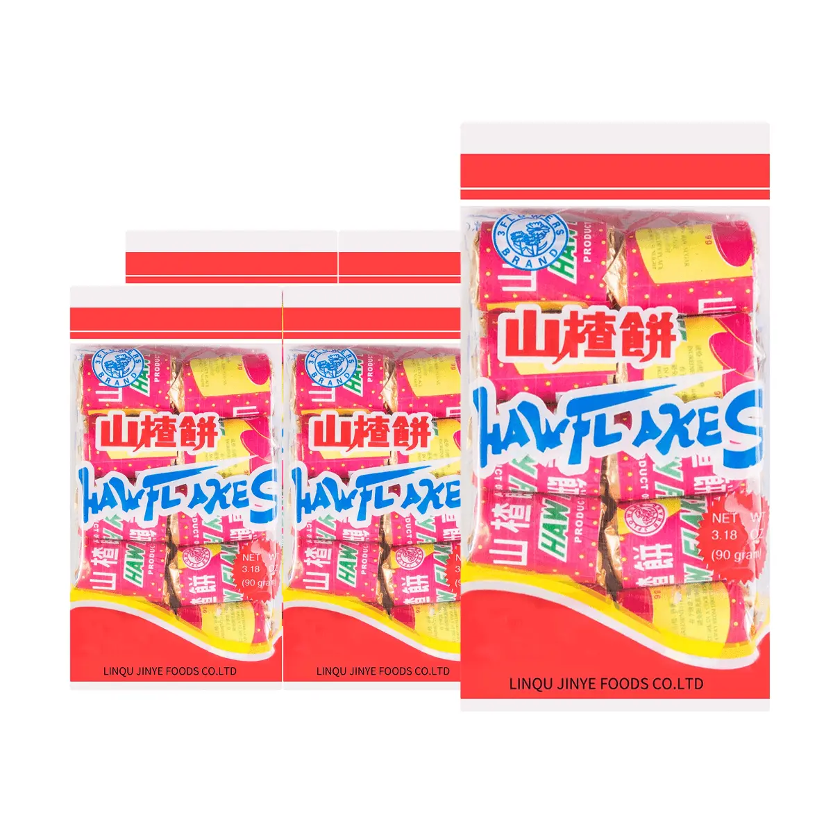 5 Pack Chinese Haw Flakes Hawthorn Candy Shan Zha Bing 3.17 oz Each - Classic Fruit Candy, Nostalgic