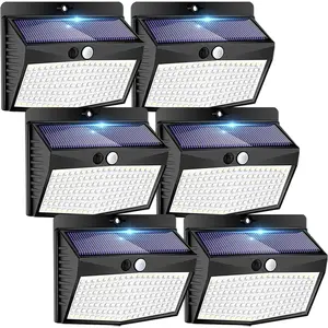 Solar Lights Outdoor Motion Sensor [138 LED/6 Packs] Solar Security Light with 3 Lighting Modes Wall Lights Waterproof Solar Powered Lights for Garden Fence Yard Deck, White