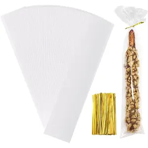 2x10 Inches Clear Cellophane  Bags With Twist Ties,100Pcs