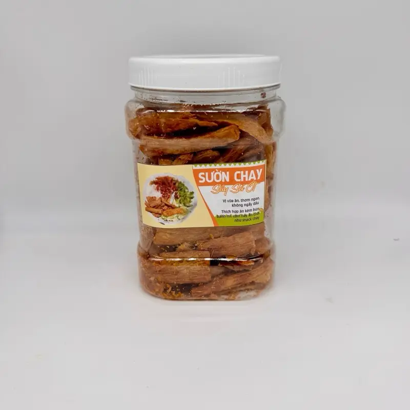 Spicy Shredded Tofu Skin 8.8oz/pack - Sườn Chay Chiên Sả Ớt 250g/hủ