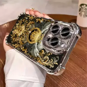 Fashionable and beautiful luxury Phoenix art pattern mobile phone case for iPhone 16 15 14 13 12 11 X XS PRO PLUS MAX four-corner drop-proof transparent soft silicone lens full coverage protection shockproof party banquet mobile phone case