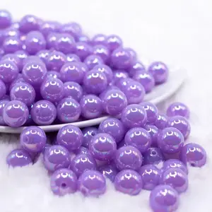 12mm Light Purple Neon AB Solid Acrylic Bubblegum Beads
