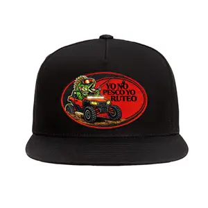 Off-Road Yo No Pesco Yo Ruteo Fish ATV Design Hat in Black Casual Cotton Baseball Cap with Adjustable Snap Closure for Unisex Wear Snapback Trucker Style