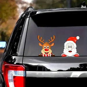 Cute Santa Claus car stickers, car window bumper decals, vehicle truck laptop wall decorations
