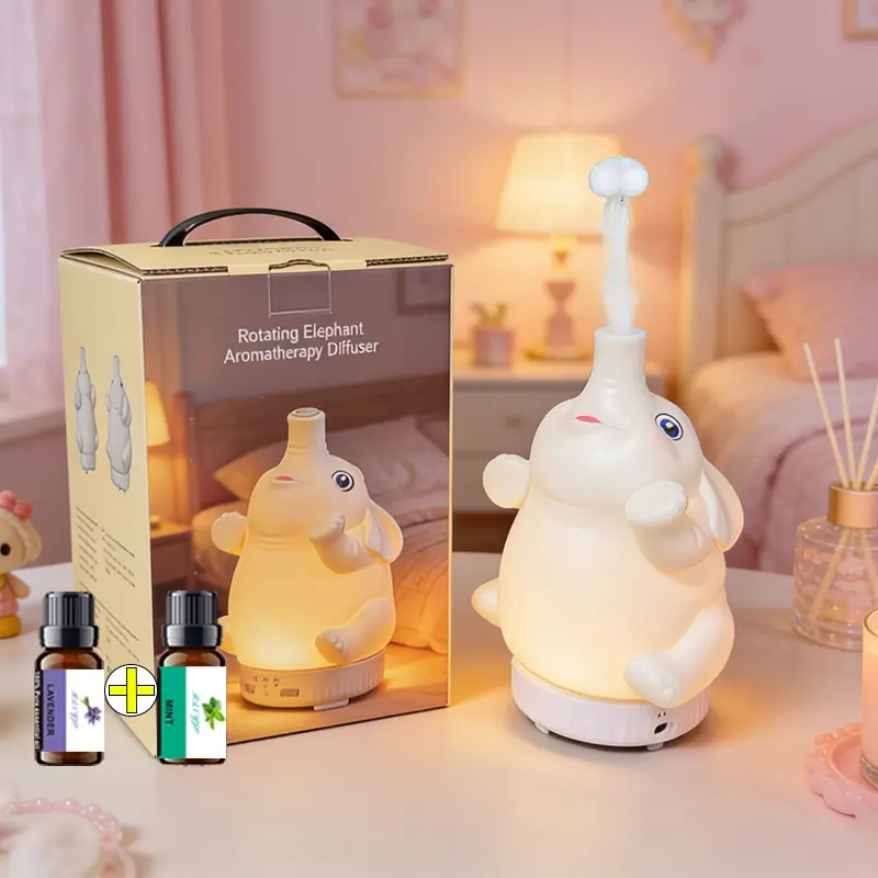 Elephant Essential Oil Diffuser - Cute Rotatable Diffuser for Home with 7-Color Light, Aromatherapy Diffuser for Bedroom and Office Can be used as a gift,back to school,back to school haul