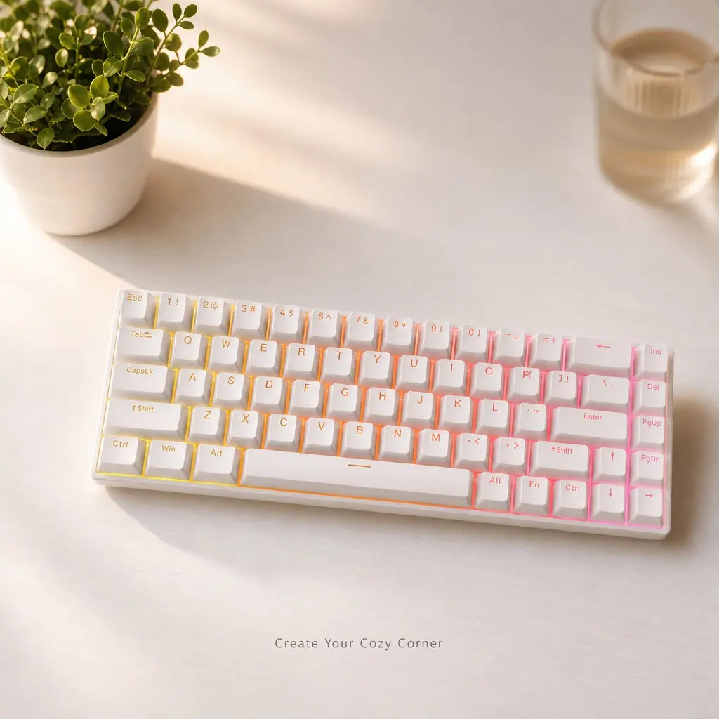 Cozy Corner 68-Key RGB Hot-Swappable Mechanical Keyboard, Ultra-Compact Wired Keyboard with PBT Keycaps & Smooth Linear Switches for PC/Mac/Gamer
