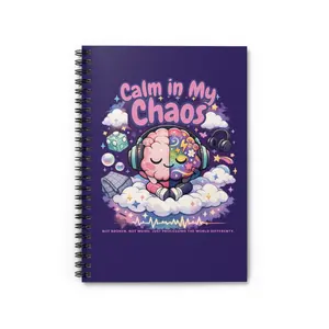 Calm in My Chaos Spiral Notebook | Cute Brain Headphones Journal