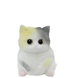 Kawaii Simulation Cat Squishy Slow Rebound Squeeze Toy Stress Relief Fidget Sensory Toys for Kids Adults Office Desk Decoration Handmade Grape Crystal Mochi Set Glutinous Rice Cake