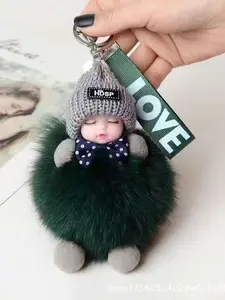 Trendy Sleep Doll Keychain Car Accessory, High-End New Couple Bag Charm, Adorable Plush Toy Gift Box Filler, Ideal Birthday Present, Cute Keychain