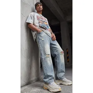 Vintage Wash Distressed Denim Jeans