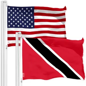 G128 Combo Pack: American USA Flag 3x5 Ft & Trinidad and Tobago Flag 3x5 Ft | Both LiteWeave Pro Series Printed 150D Polyester, Brass Grommets