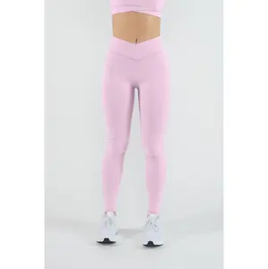 V-Cut Leggings- Pink Dahlia