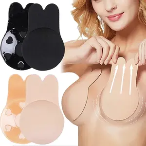 2 Pairs Women Push Bra Self Adhesive Sticky Invisible Bra Strapless Bra Reusable Lifting Rabbit Ear Nip Cover Bra Pads
