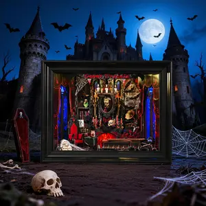 Book Nook Set, Adult-Designed 3D Wooden Handmade Puzzle Bookshelf Mini Set, Decorative Bookends, Small House Gift (count Dracula)