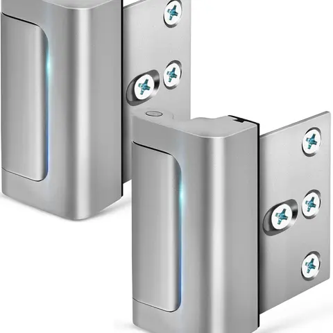 Aluminium Door Locks (2 Pack) - 800 lbs Withstand Force for Inward Swinging Doors, 3.1"l x 2.6"w x 1.3"h Reinforcement Locks, 4 Screws for Unauthorized Entry Prevention, Easy Installation