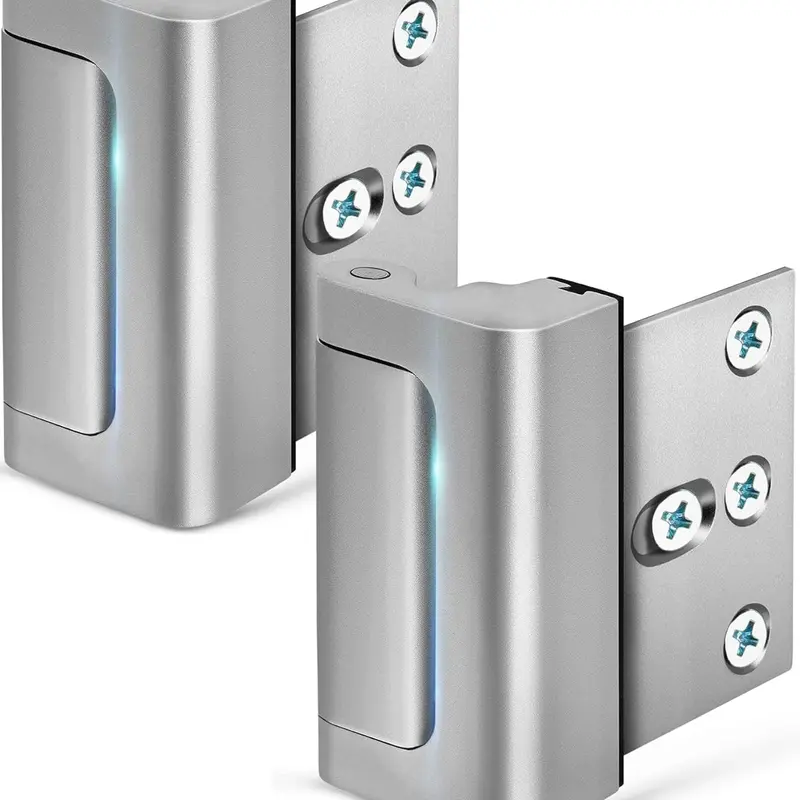 Aluminium Door Locks (2 Pack) - 800 lbs Withstand Force for Inward Swinging Doors, 3.1"l x 2.6"w x 1.3"h Reinforcement Locks, 4 Screws for Unauthorized Entry Prevention, Easy Installation