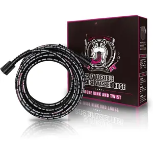 1/4" x 25 ft  Washer Hose, M22 Fittings Kink-Free Power Washer Replacement Hose, 3200 PSI