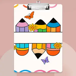 A4 Writing Board with Clips, Colorful Pencils Set, Ideal for Notes, Tables, Files, Drawings, Desk, Office, Cashier Counter