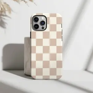 Minimalist Checkerboard Pattern Phone Case, Aesthetic Phone Covers For Iphone 7 to 17, Premium Case, Girly Case, Minimalist Style Phone Case Compatible with Samsung Galaxy S25
