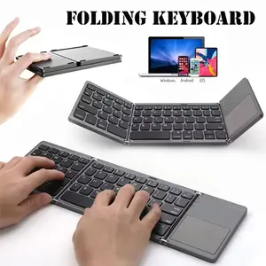 Foldable Wireless Keyboard with Touchpad, Ultra-Thin Portable Battery-Powered, Compatible with Android Windows iOS Tablets Laptops