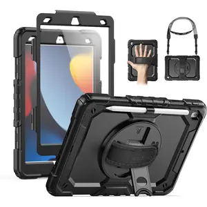 for iPad 9th/8th/7th Generation Case 10.2" 2021-2019, Full- Shockproof Heavy Duty Protective Case with Screen Protector, 360? Rotating Stand/Handle/ Strap for iPad 10.2, Black
