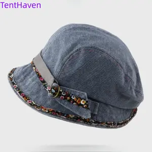 2026 new denim fisherman hat niche autumn short eave vintage lace basin hat trend versatile spring and summer hat